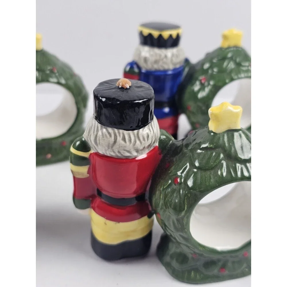 Block Spal Whimsy Christmas Holiday Nutcracker Napkin Rings Holders Set Of 4